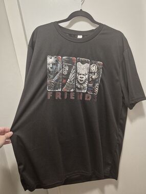 Men's Black Graphic 'Friends' Tee - Horror Characters